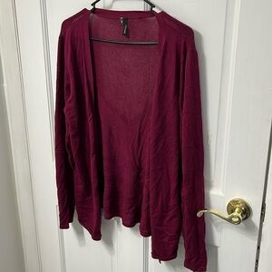 Maurices cardigan. Detailed back. Size Large. Maroon. Excellent condition.